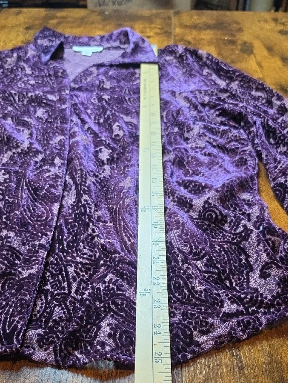 COLDWATER CREEK | Purple Burnout Velvet Paisley Button Down Blouse | XL Petite